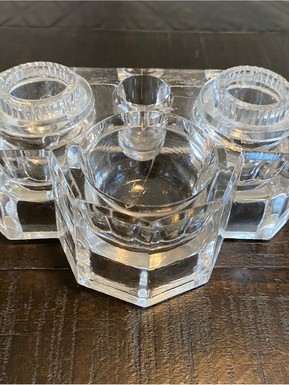 Antique Clear Pressed Antique Glass Inkwell